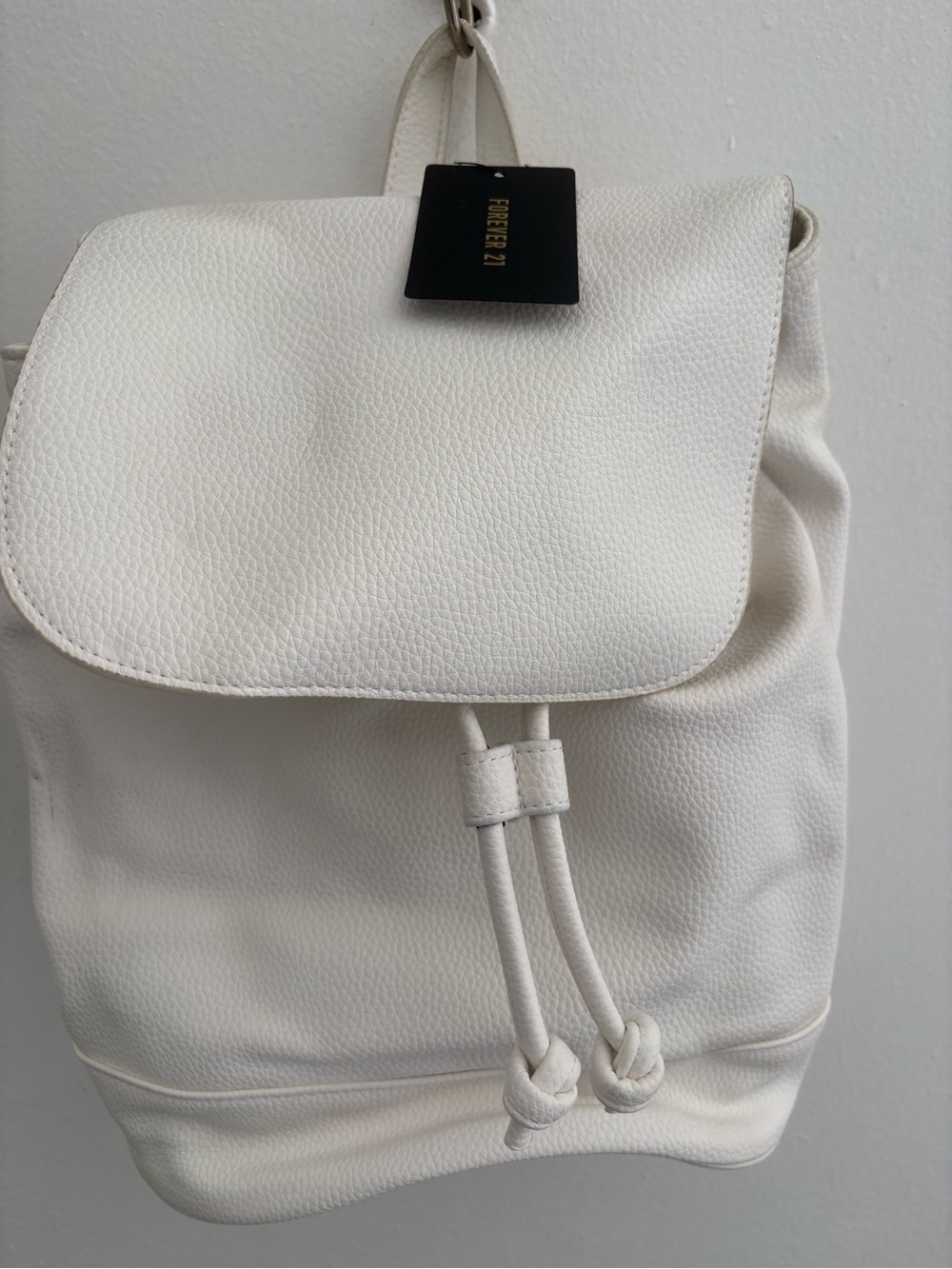Forever 21 Cream Textured Vegan Leather Backpack